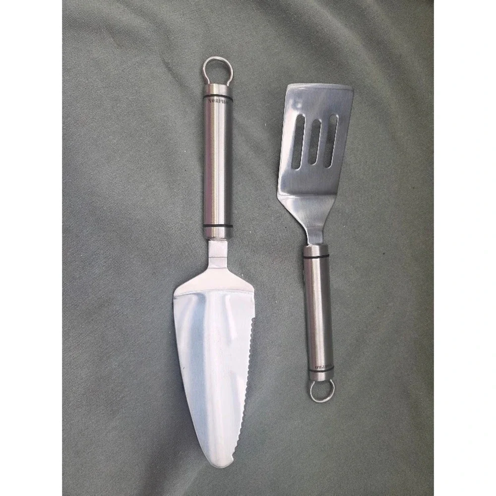 Norpro Stainless Steel Pie Server and Mini Slotted Spatula Set Silver 2 Piece